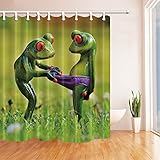GoHEBE - Cortina de ducha impermeable con diseño de ranas de decoración de animales,...