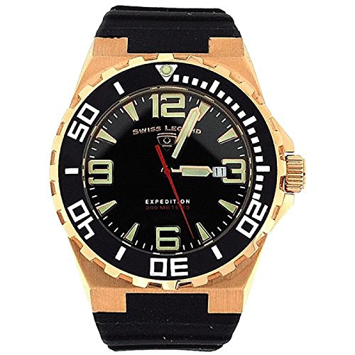 SWISS LEGEND 10008-RG-01-BB SL-10008-RG-01-BB - Reloj para hombres, correa de goma color negro