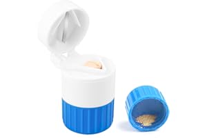 RJLLKD 4 in 1 Pill Crusher for Tablets, Tablet Grinder Fine Powder with Stainless Steel Blade Grinding Head, Multifunction Pill Grinder with Storage Box Pill Crushers Splitters for Family and Pet Small Pills