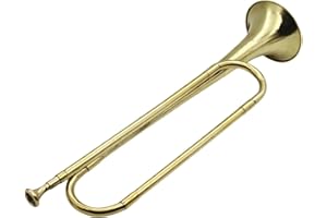 FULENYI Cavalry Trumpet Bugle,Trumpet Bugle - Gold Plated Brass Cavalry Bugle Horn | B Flat Bugle Brass Bugle Horn, Retro Standard Trumpet Musical Instrument for