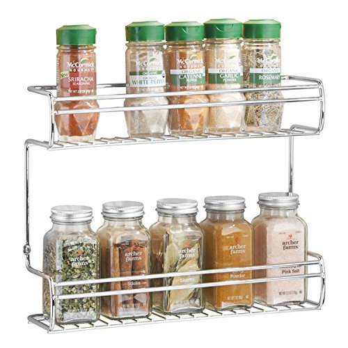 mDesign Gewürzregal – Wand-, oder Schrankmontage – 2 Ebenen für Gewürze, Kräuter, Tee & Co. – Gewürzbord aus robustem Kunststoff – praktische Gewürz Aufbewahrung - 4