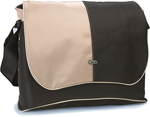 BECO Messenger-Notebook-Tasche für Notebooks bis zu 19 Zoll widescreen, mit gepolsterter Innentasche, 6 Taschen für Zubehör, mit gepolstertem Schultergurt, Material: Nylon, Farbe: Schwarz/beige, Innenmaße: 45.0 x 32.0 x 5.0 cm, Polybeutel mit farbigem Einleger