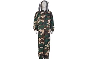 UOBEKETO Apicultor camuflaje profesional mono traje de apicultura espacio traje con velo autosuficiente para abejas guardianes