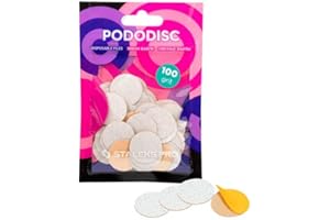 STALEKS PRO Pododisco 50 Discos abrasivos adhesivos PODODISC M EXPERT de 20 mm para torno de uñas. Especial pedicuras (Grano 100)