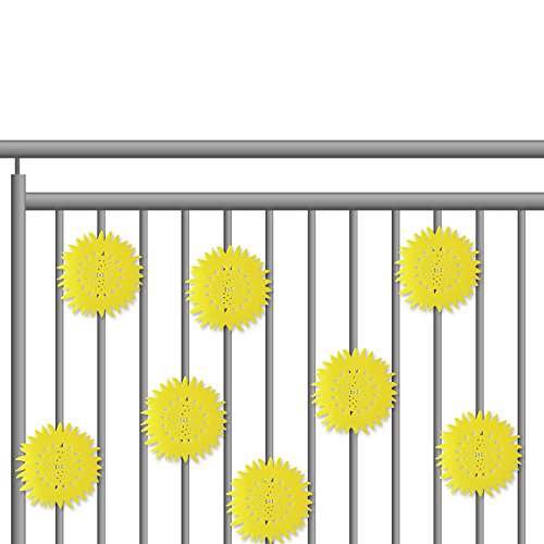 12tlg. Balkon-Dekoration Set - Balkonverkleidung - Garten Deko - Balkon-Deko mit Modellauswahl (Blume Gelb)
