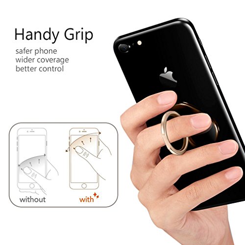 3 x Leathlux Ring StÃ¤nder Handy, 360Â° Drehbarer Ringhalter Fingerhalter Smartphone Halter Finger-Halterung fÃ¼r Verbesserte Einhandbedienung | FÃ¼r iPhone , Samsung und mehr Gold , Schwarz , Silber