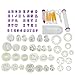 Produktbild Fondant Sugarcraft, Thsinde 47 PCS Fondant Ausstechformen für Kuchendekorationen, Zuckerguss-Modellier, Set mit Nudelholz, Glättwerkzeug, Formstanzer, Schere, Weiß / Lila, 87 Pcs Fondant and Alphabet