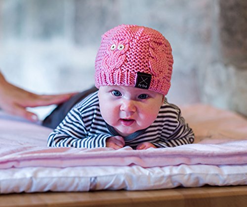 Strickset Baby - Babymütze stricken mit Eulen Motiv - DIY Set mit Schachenmayr Wolle Merino Extrafine 85 GRATIS Strickanleitung und Knöpfen für Eulenaugen - MyOma Strickpackung mit Merinowolle (Garn Nadelstärke 5 mm)