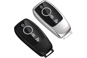 UYUYong 2 pièces Clé de Voiture Housse Clé Compatible Mercedes Benz Galvanisé Coque de Clé Couverture pour Classe E 2017 Classe S 2018 TPU Texture Housse de Protection - Noir + Argent