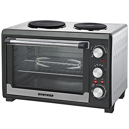 Syntrox Germany 26 Liter Mini Stand Backofen mit Umluft und Drehspieß kleinküche Minieküche mit 2 Kochplatten Miniofen Minibackofen Pizzaofen - 3