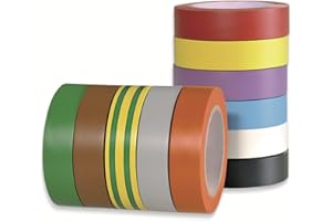 HELLERMANNTYTON Paquete de 10 cintas aislantes eléctricas HelaTape Flex 15, cinta de PVC de uso general. Cumple los requisitos de la CEI, Longitud 10 m.