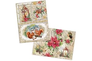 Ideen mit Herz - 2 hojas papel de arroz de precioso decoupage, DIN A4, 2 diseños diferentes, vintage, Navidad, etc.
