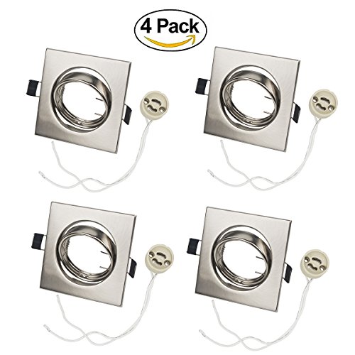 Preisvergleich Produktbild 4xEinbaurahmen Einbaustrahler "Edelstahl gebürstet", ohne Leuchtmittel+GU10 Fassung,schwenkbar