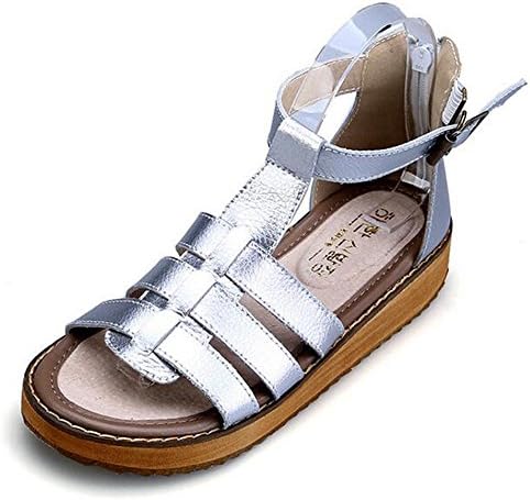 Hattie Women Gladiator Flat Ankle Strap Cleated Sole Sandles Silver