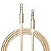 Produktbild reetec 1 Meter Nylon geflochten Audio Kabel Stecker auf Stecker 3,5 mm AUX AUX für Auto Home Stereo Beats Kopfhörer iPhone Computer Lautsprecher MP3-Player und mehr (Gold)