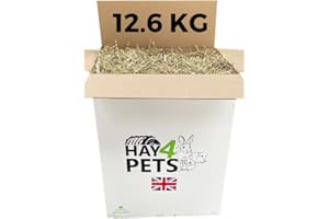Hay4Pets Timothy Hay- 12.6kg. Fresh, Green Stem Feeding Hay For Rabbit, Guinea Pig, Hamster & Small Animals. High Fibre, Natural Food For Pets. Dried Grass, Animal Feed