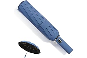 MPXEAVG Grand Parapluie, Parapluie Pliant Solide à 60 Baleines, Parapluie Noir, Parapluie Automatique, Parapluie Resistant vent Fort, Ouverture et Fermeture Automatiques