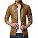 Produktbild Amlaiworld Herren Winter Herbst Reißverschluss PU Leder Jacke freizeit Motorrad Strickjacken Mann mode Warm sport Mantel dick Gemütlich Fitness Oberteil für Jungen (M, Braun)