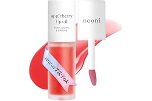 NOONI Korean Vegan Lip Oil - Appleberry | Lip Stain, Long-Lasting, Moisturising, Plumping, Revitalising for Dry Lips, Travel-Friendly, Waterproof, No Peel Off, Hydrating, Nourishing, 0.12 FL