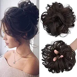 CEUTA Messy Bun Hair Piece Hair With Elastic Rubber Band Extensions Hairpiece Synthetic Chignon Hair Bun Extensions Scrunchies Hair Pieces for Women Tousled Updo Bun (Brown)