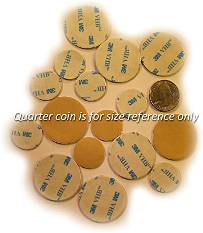 16 of VHB 3M Adhesive Dots Double-sided Tape High Bond Conformable Acrylic Glue Replacement Kit 8 of 1.4 inch, 8 of 0.94 inch Circle Small Round Big Plus Alcohol Pad