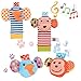 Produktbild Acefun 4PCS Cute Animal Infant Baby Plüschtiere Tierbaby Handgelenk Rasseln und Fuß Finder Set Entwicklungs-Spielzeug (Affe und Elefant)