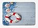 Produktbild Klotr Fußabtreter, Buoy Bath Mat, Welcome on Board Message on Lifebuoy with Fishing Net Seashell Wood Floor of Boat, Plush Bathroom Decor Mat with Non Slip Backing, 40X60 cm, Dust Blue Red