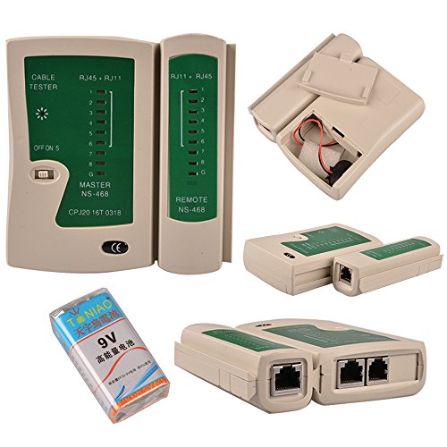 myarmor Professionelle 11 in 1 Netzwerk-Installation Wartung Reparatur Werkzeuge Set (Kabel Tester,-Crimper, 9 V Batterie, RJ-45 Kristall Stecker und Abdeckungen, Abisolierzange, Internet 2-Wege-Buchsen, Kabelbinder) mit Organizer Tasche - 3