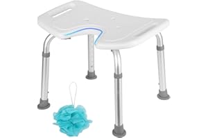 Vigevee Sgabello da doccia regolabile in altezza, tipo U, telaio in alluminio, con maniglie di sicurezza, antiscivolo, per anziani, bambini, persone con disabilità