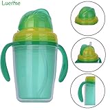 luerme 230 ml Süße Babys Kids Kinder Double Layer hitzebeständig Trinkbecher Stroh Trinken Flasche mit Griffen