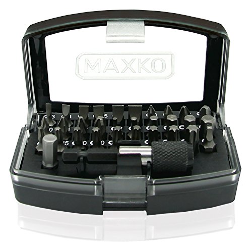 MAXKO juego de puntas para destornillador, 32 piezas, incluye soporte y adaptador cuadrado a hexagonal, para destornilladores manuales y eléctricos