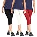 Rooliums Woman Super Fine Cotton Capri Combo Pack Of 3 (Black, White and Red) - Free Size RS.549.00
