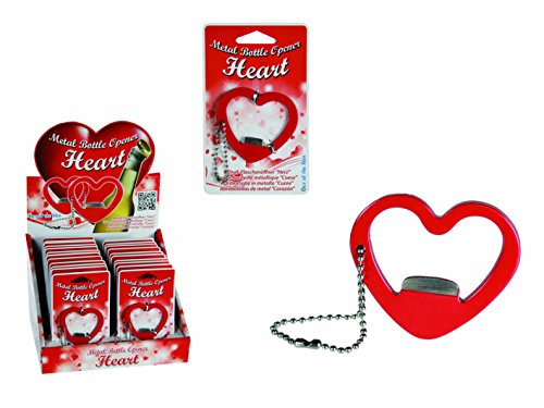 Heart Shaped Bottle Opener on Keyring - Women Womans Lady Ladies Her - Novelty Fun Romantic Love Romance Valentines Gift Idea