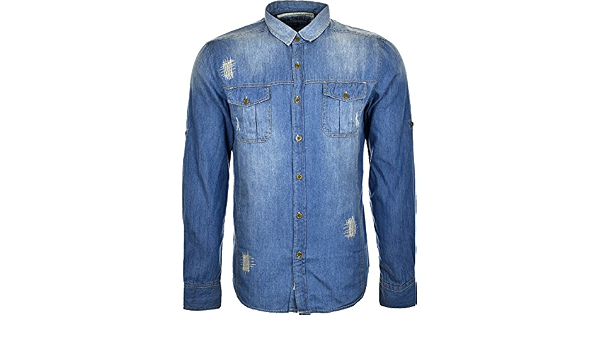 Mens Denim Shirt Soul Star Long Sleeves 