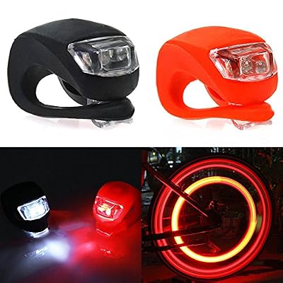 Seguryy 2 pieces led phare lampe vélo clip-on bande en silicium éclairage Noir/Rouge