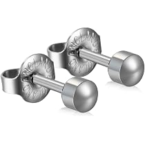 2 Paia Di Orecchini A Sfera Caflon Ufficiali - Blu, 3mm, Acciaio Inossidabile Ipoallergenico, Mini Ball Studs - 2