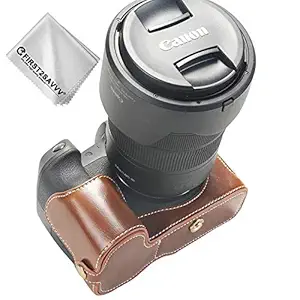 First2savvv PU Leather Half Camera Case Bag Cover Base for Canon EOS R XJD-EOS R-D09