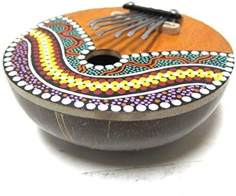 World Percussion USA Kalimba Thumb Piano - 7 keys - Tunable - Coconut Shell - Painted