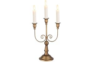 Sziqiqi Candelabros para Velas 3 Brazos Vintage, 29.5cm Candelabro Candelero Decorativos Portavelas para Mesa de Comedor Café Chimenea Mantel Decoración, Bronce
