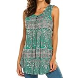 Yvelands Damen Weste Unterhemd Ärmelloses Rundhals-Blusenhemd Lässige Flare Tunika Tank Top(Blau,M)