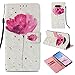 Produktbild Everainy LG V40 ThinQ Hülle Silikon PU Leder Flip Wallet Case Gummi Schutzhülle Kartenfach Magnet für LG V40 ThinQ Brieftasche innen TPU Weich Bumper Handyhülle Hüllen (Pinke Blume)