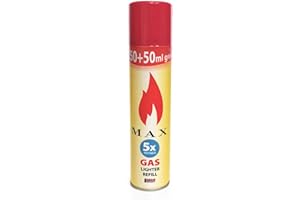 MAX Gas per Accendini 300 ml – Ricarica Universale Butano Alta Purezza – Per Accendini e Accendigas – Uso Casa e Outdoor