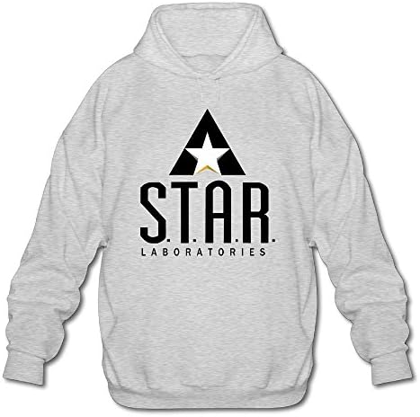 WBARD Men's Star Labs - S.T.A.R. Comics Hero Flash Laboratories Logo Hoodie Ash - Grey -