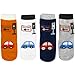 KF Baby Boy Non-Skid Cozy Soft Cotton Socks Value Pack [Set of 4 pairs, White, Grey, Orange, Dark Blue], Beetle, for 12 - 24 months