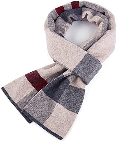 MEIDUO Neckerchiefs Men's Fashion Big Grid Winter Warm Scarf Blanket Stylish 3 Colors ( Color : Gray beige )