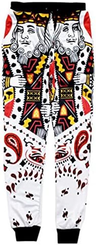 ADREAMONE Juniors 3d Playing Cards Sweatpants Hip Hop Pants Trousers White