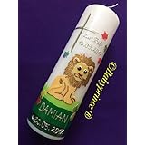 Taufkerze mit Löwe - inkl. Beschriftung von Babyprince® - handgearbeitete Wachsverzierungen - !!! keine Folie !!!