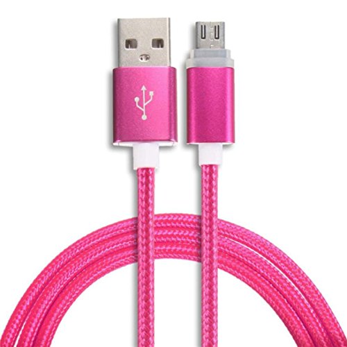 HARRYSTORE 1M Länge LED Licht Micro USB Ladegerät Kabel Daten Ladekabel für Android Samsung Galaxy s7 Edge (Hot Pink)
