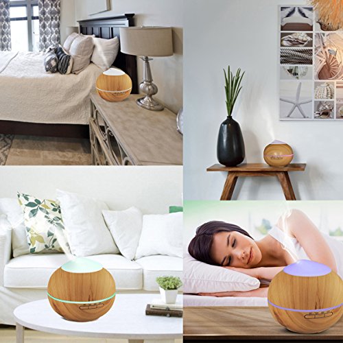 Aroma Diffuser, 200ml Holzmaserung luftbefeuchter mit farbenwechselnde elektrisch Duftlampe 7 Farben für Yoga Salon Spa Wohn Schlaf Bade oder Kinderzimmer Hotel - 7