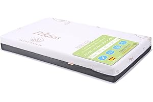 PEKITAS Mini-Matratze für Kinderbetten, 45 x 90 cm, Dicke 10 cm, atmungsaktiv, Hybrid, wendbar, doppelseitiger Bezug, abnehmbar, waschbar, fest, erstickungshemmend, Beistellbett für Babys